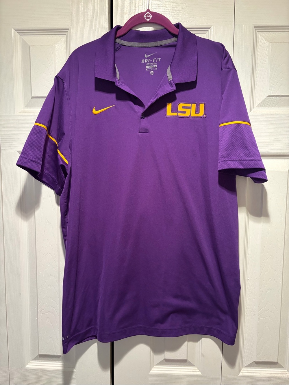 Nike Purple LSU Dri-FIT Polo with Gold Accents Size XL